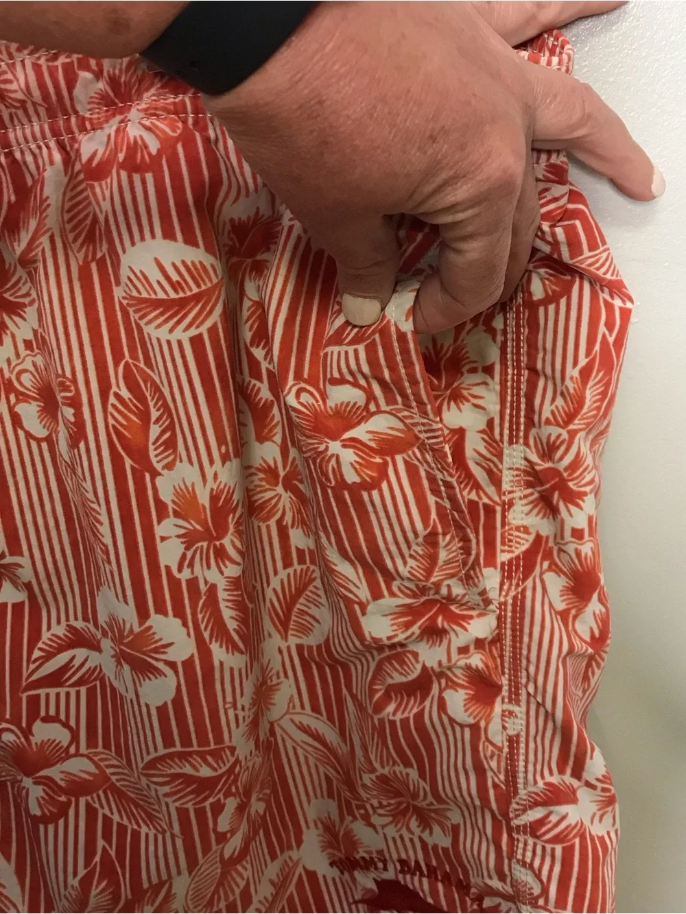Tommy Bahama Orange and White Floral Swim Trunks Sz XL